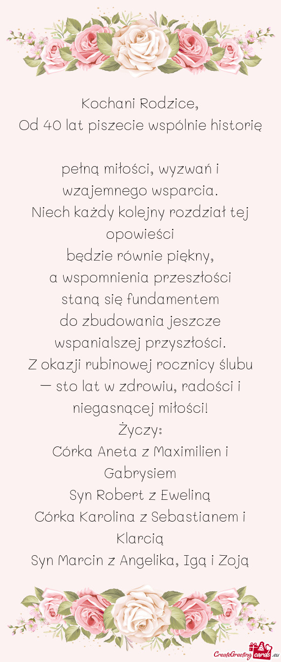 Niech każdy kolejny rozdział tej opowieści
