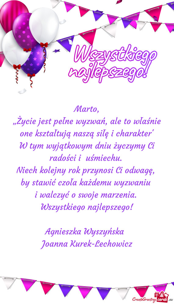 Niech kolejny rok przynosi Ci odwagę