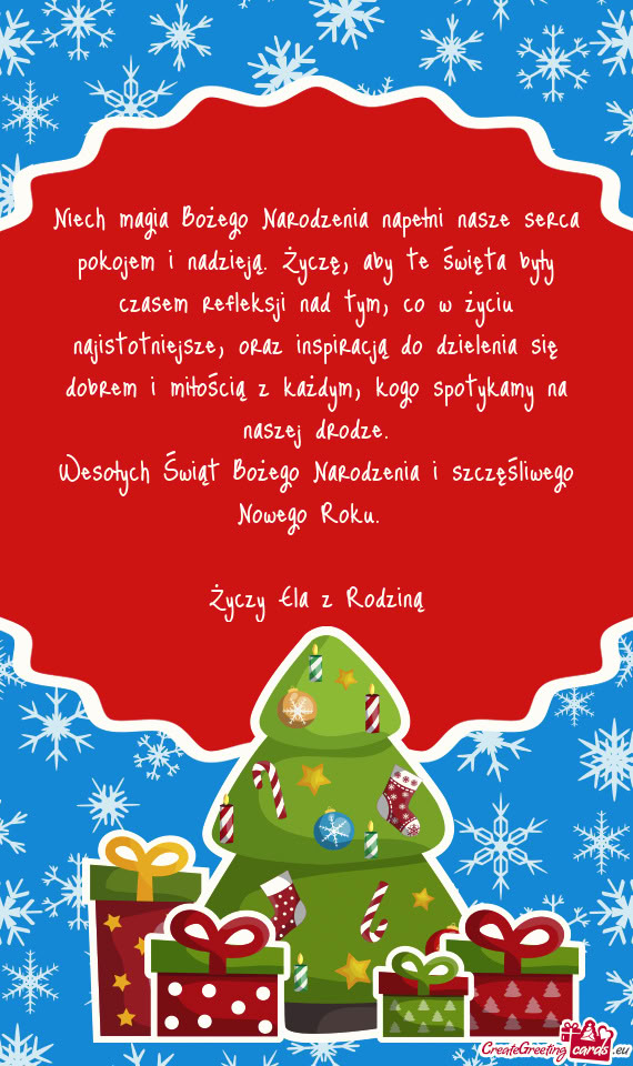 Niech magia Bożego Narodzenia napełni nasze serca pokojem i nadzieją