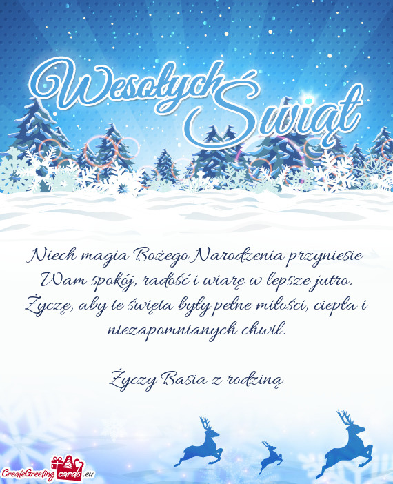 Niech magia Bożego Narodzenia przyniesie Wam spokój, radość i wiarę w lepsze jutro. Życzę, ab