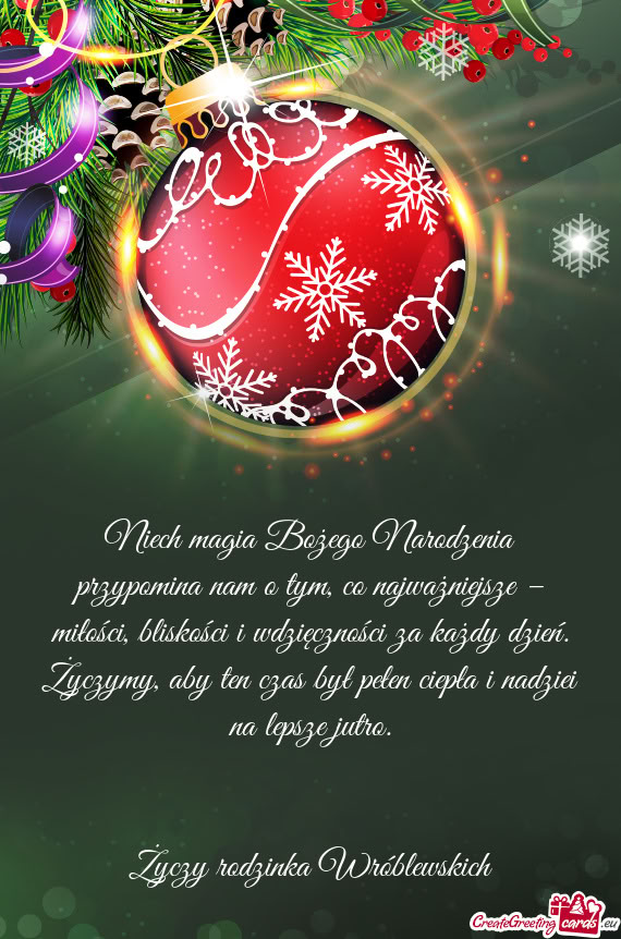 Niech magia Bożego Narodzenia przypomina nam o tym, co najważniejsze –