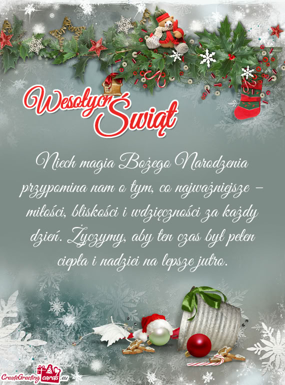 Niech magia Bożego Narodzenia przypomina nam o tym, co najważniejsze –