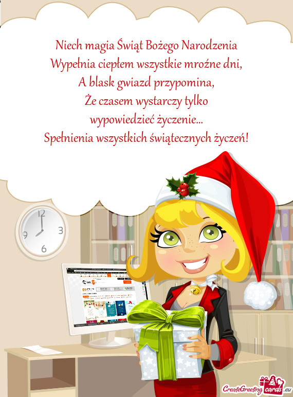 Niech magia Świąt Bożego Narodzenia  Wypełnia ciepłem wszystkie mroźne
