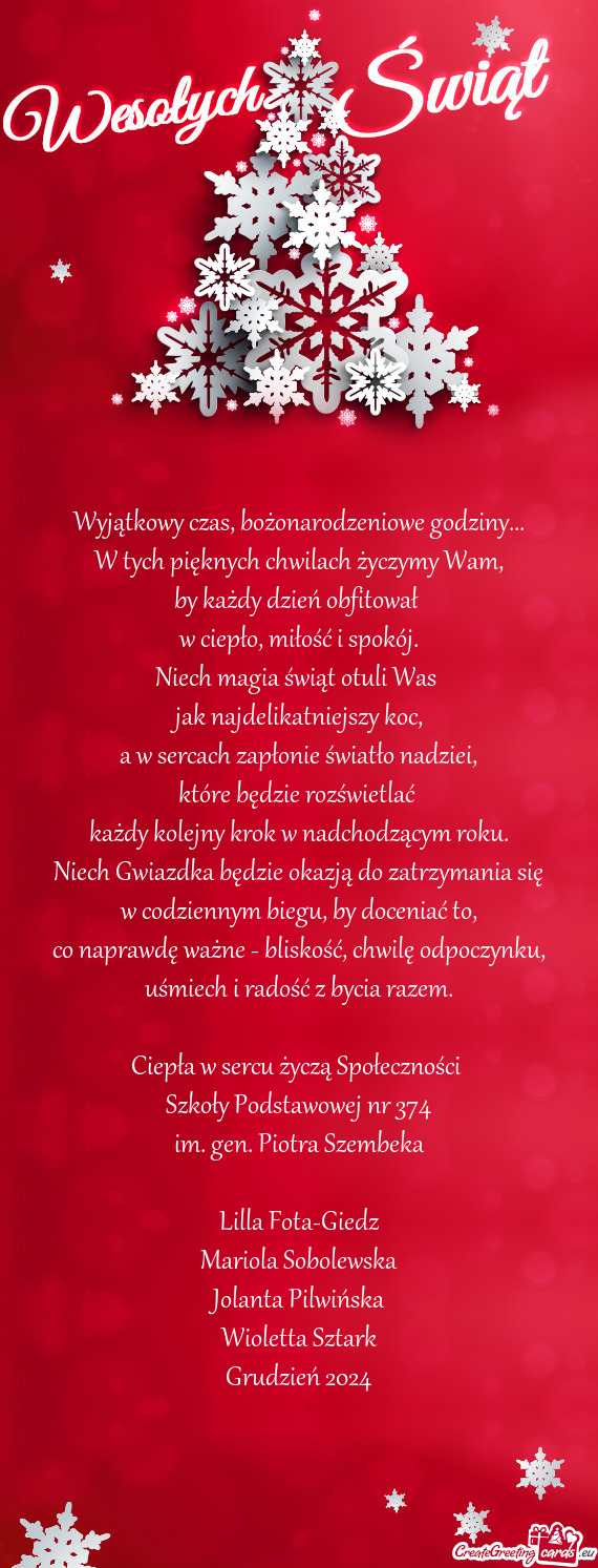 Niech magia świąt otuli Was