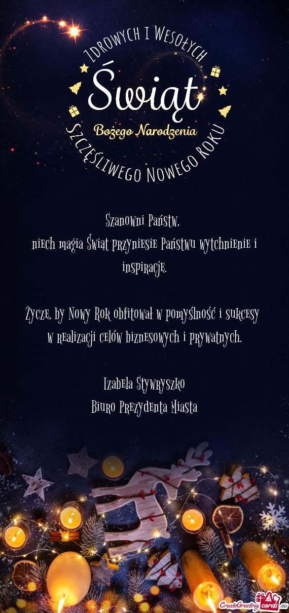 Niech magia Świąt przyniesie Państwu wytchnienie i inspirację