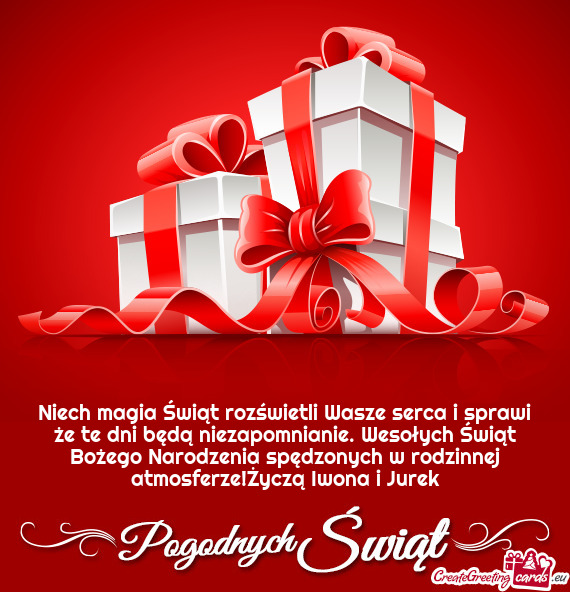 Niech magia Świąt rozświetli Wasze serca i sprawi że te dni będą niezapomnianie. Wesołych Św