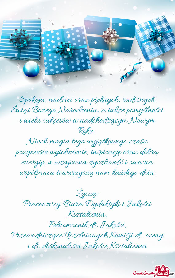 Niech magia tego wyjątkowego czasu przyniesie wytchnienie, inspirację oraz dobrą energię, a wzaj