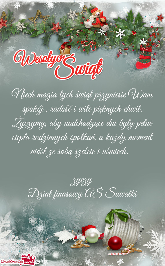 Niech magia tych świąt przyniesie Wam spokój , radość i wile pięknych chwil