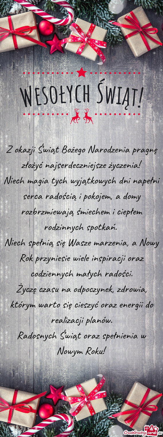 Niech magia tych wyjątkowych dni napełni serca radością i pokojem, a domy rozbrzmiewają śmiech