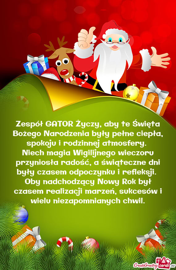 Niech magia Wigilijnego wieczoru przyniosła radość, a świąteczne dni były czasem odpoczynku i