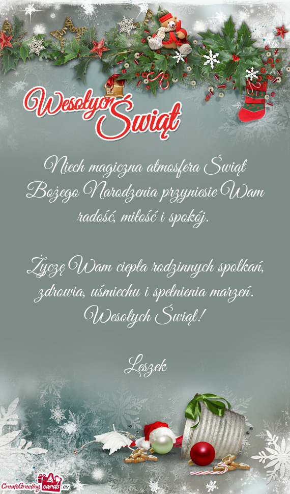 Niech magiczna atmosfera Świąt Bożego Narodzenia przyniesie Wam radość, miłość i spokój