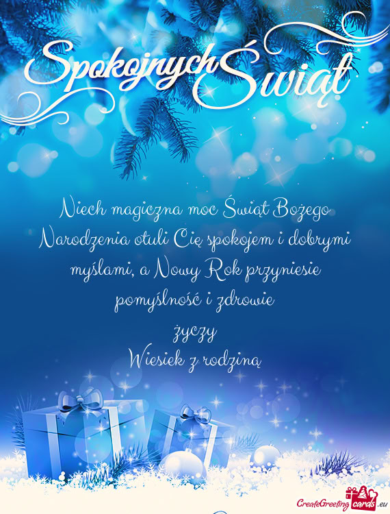 Niech magiczna moc Świąt Bożego Narodzenia otuli Cię spokojem i dobrymi myślami