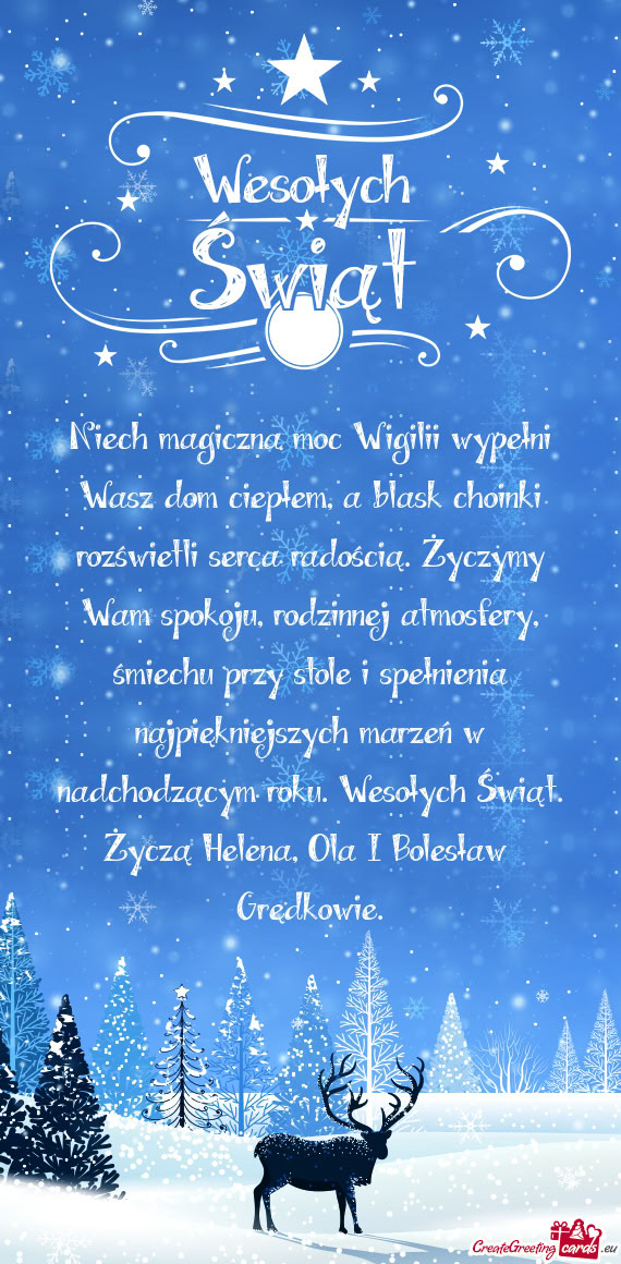 Niech magiczna moc Wigilii wypełni Wasz dom ciepłem