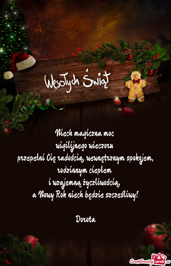 Niech magiczna moc wigilijnego wieczoru przepełni Cię radością