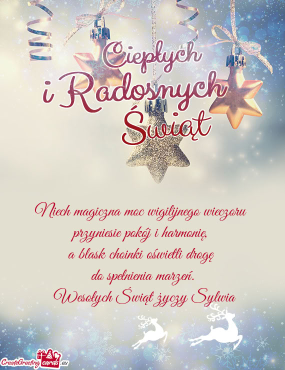 Niech magiczna moc wigilijnego wieczoru przyniesie pokój i harmonię