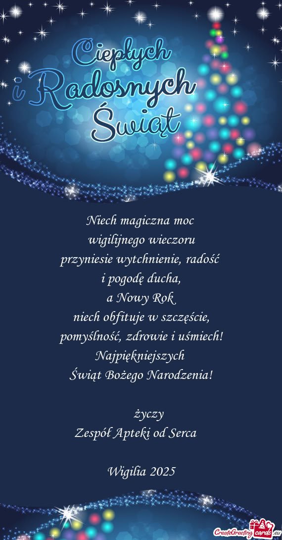 Niech magiczna moc wigilijnego wieczoru przyniesie wytchnienie