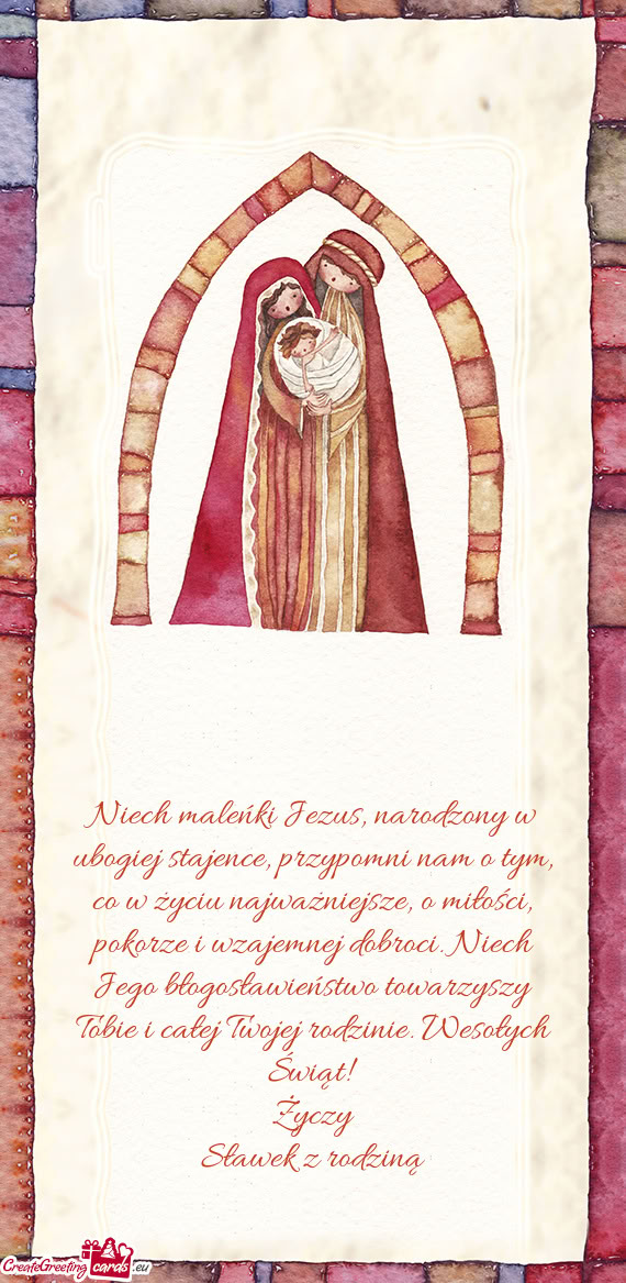 Niech maleńki Jezus, narodzony w ubogiej stajence, przypomni nam o tym, co w życiu najważniejsze