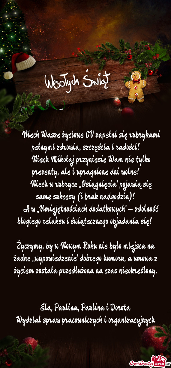 🎅 Niech Mikołaj przyniesie Wam nie tylko prezenty, ale i upragnione dni wolne