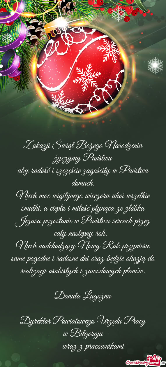 Niech moc wigilijnego wieczoru ukoi wszelkie smutki, a ciepło i miłość płynąca ze żłóbka Je