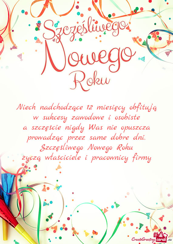 Niech nadchodzące 12 miesięcy obfitują