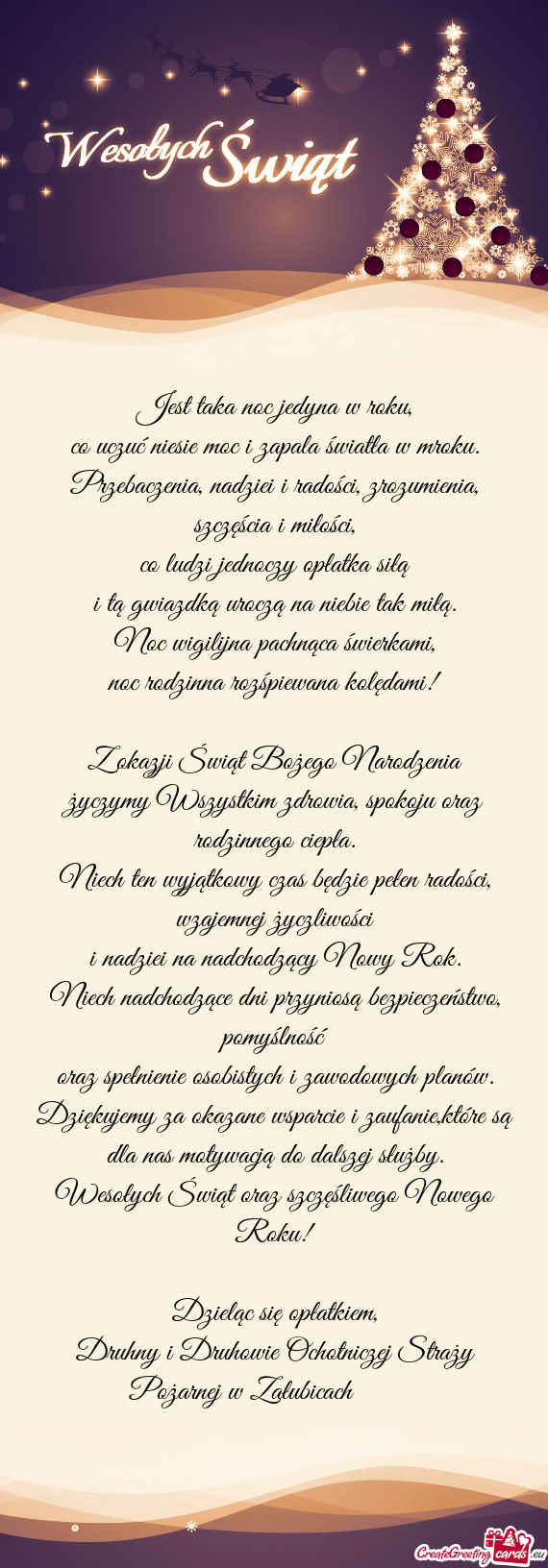 Niech nadchodzące dni przyniosą bezpieczeństwo, pomyślność