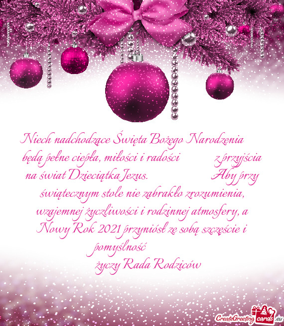 Niech nadchodzące Święta Bożego Narodzenia  będą pełne ciepła, miłości i radości