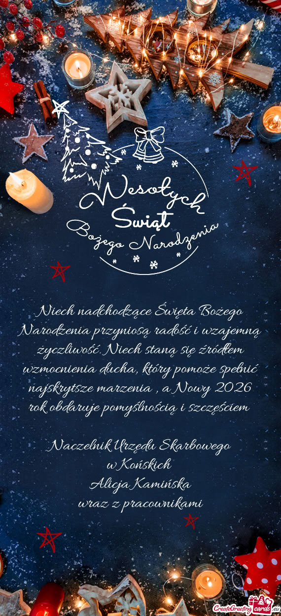 Niech nadchodzące Święta Bożego Narodzenia przyniosą radość i wzajemną życzliwość. Niech