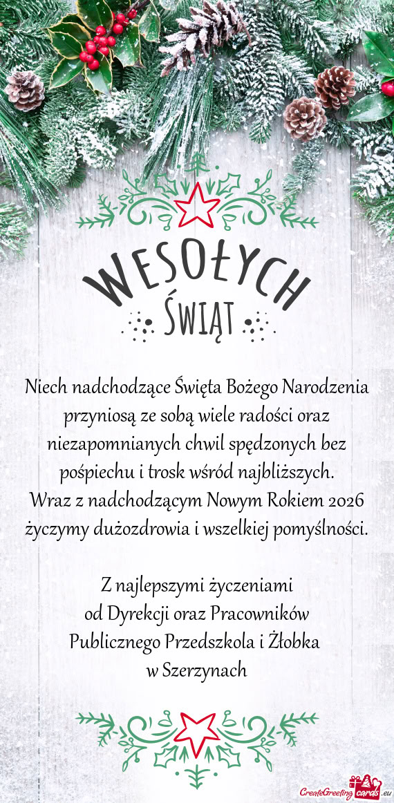 Niech nadchodzące Święta Bożego Narodzenia przyniosą ze sobą wiele radości oraz niezapomniany