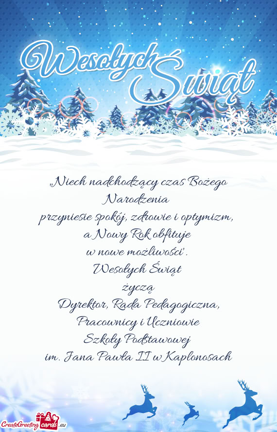 „Niech nadchodzący czas Bożego Narodzenia