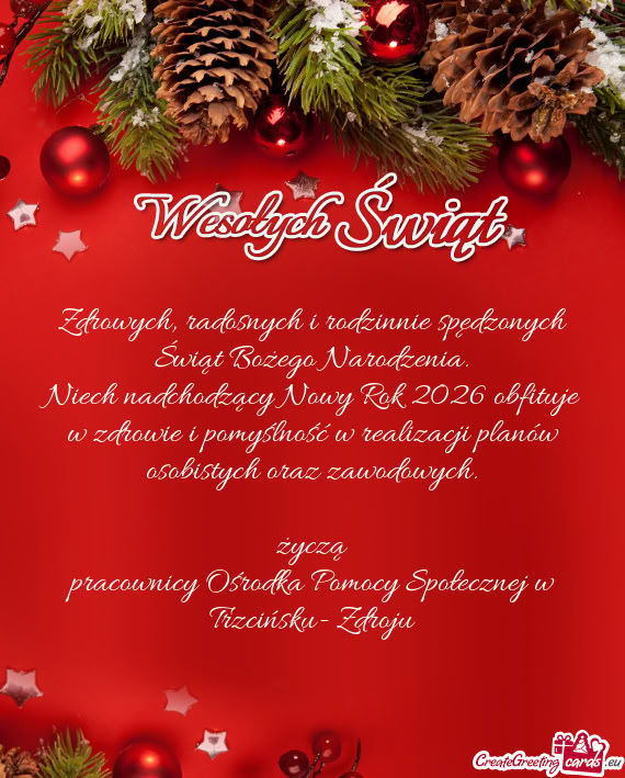 Niech nadchodzący Nowy Rok 2026 obfituje w zdrowie i pomyślność w realizacji planów osobistych