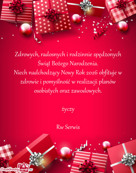 Niech nadchodzący Nowy Rok 2026 obfituje w zdrowie i pomyślność w realizacji planów osobistyc