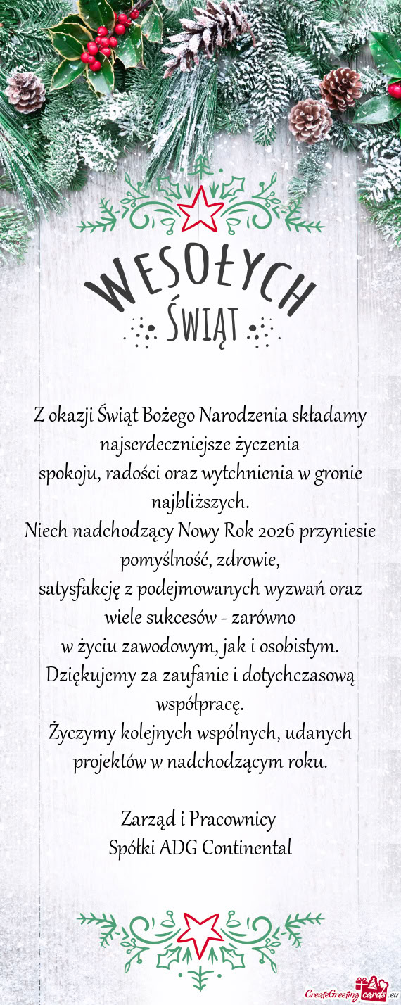 Niech nadchodzący Nowy Rok 2026 przyniesie pomyślność, zdrowie
