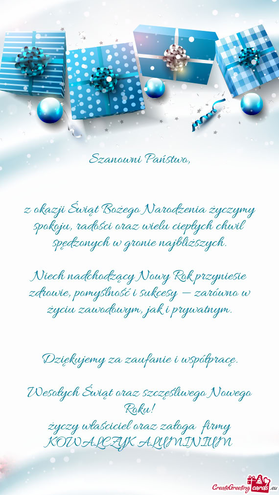 Niech nadchodzący Nowy Rok przyniesie zdrowie, pomyślność i sukcesy — zarówno w życiu zawodo