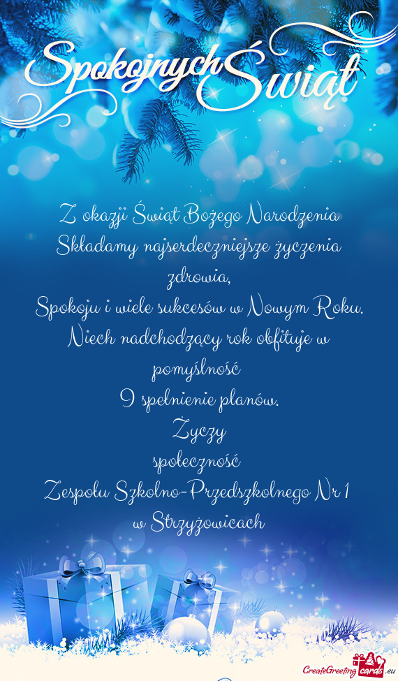 Niech nadchodzący rok obfituje w pomyślność I spełnienie planów