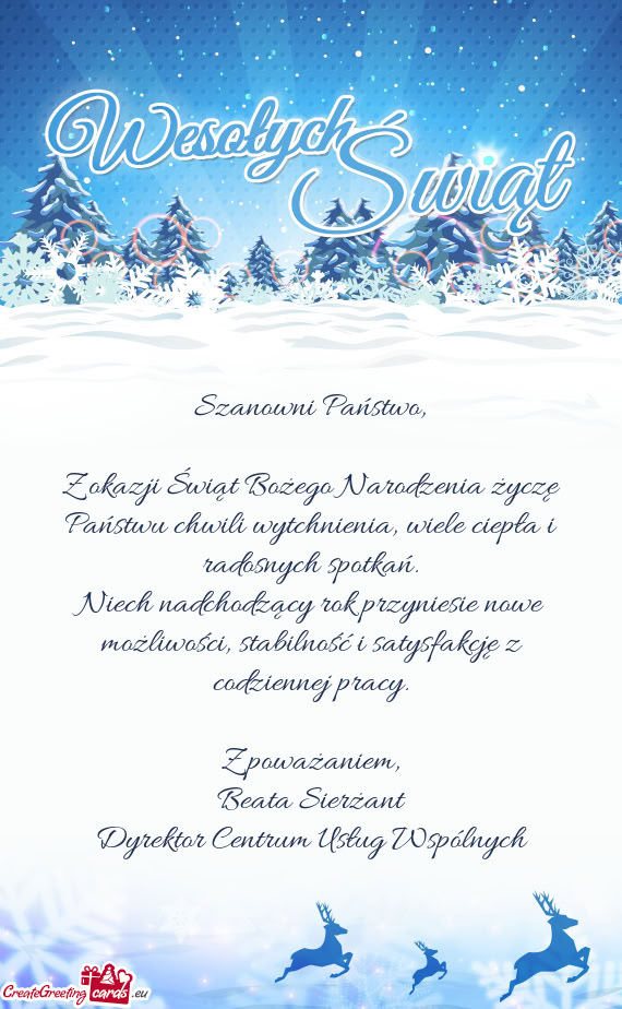 Niech nadchodzący rok przyniesie nowe możliwości, stabilność i satysfakcję z codziennej pracy