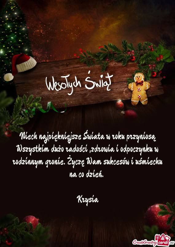 Niech najpiękniejsze Świata w roku przyniosą Wszystkim dużo radości ,zdrowia i odpoczynku w rod