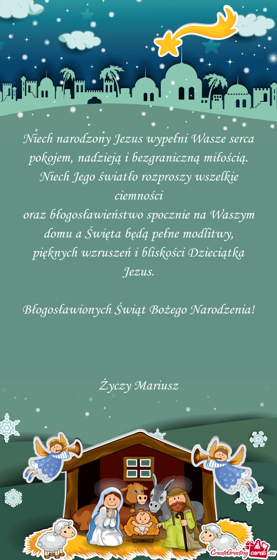 Niech narodzony Jezus wypełni Wasze serca