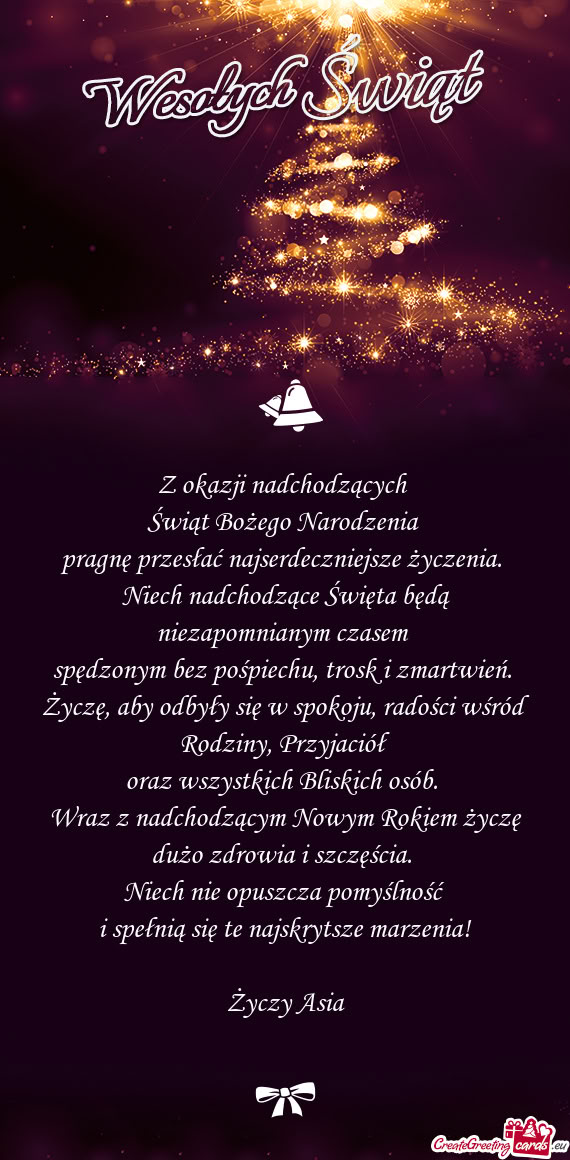 Niech nie opuszcza pomyślność i spełnią się te najskrytsze marzenia! Asia