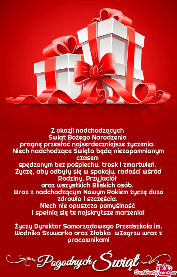 Niech nie opuszcza pomyślność i spełnią się te najskrytsze marzenia! Dyrektor S