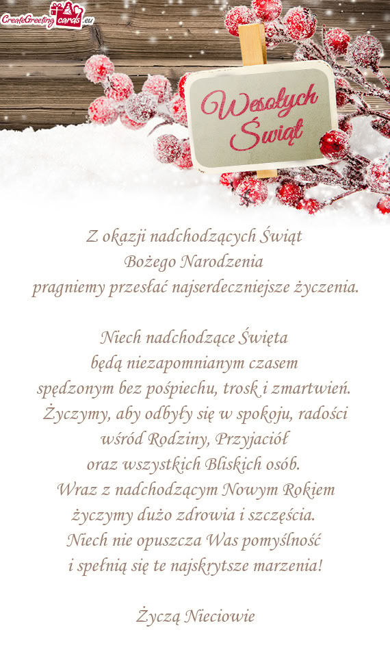 Niech nie opuszcza Was pomyślność i spełnią się te najskrytsze marzenia! Życzą Nieci