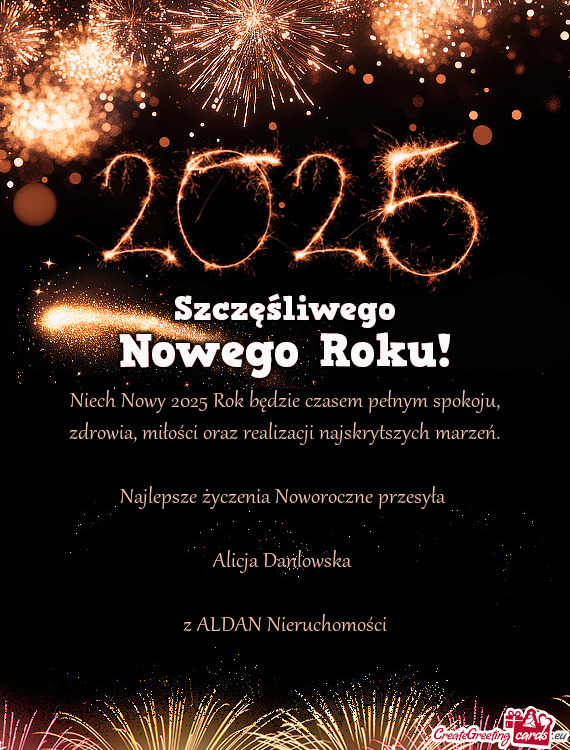 Niech Nowy 2025 Rok będzie czasem pełnym spokoju, zdrowia, miłości oraz realizacji najskrytszych