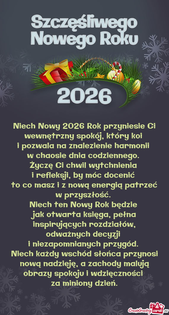 Niech Nowy 2026 Rok przyniesie Ci wewnętrzny spokój, który koi