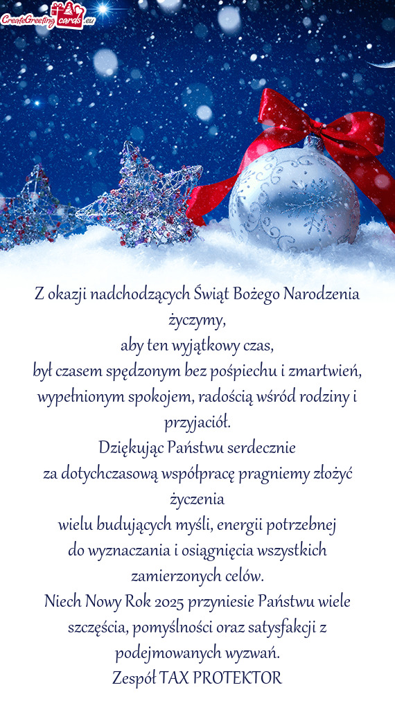 Niech Nowy Rok 2025 przyniesie Państwu wiele szczęścia, pomyślności oraz satysfakcji z podejmow