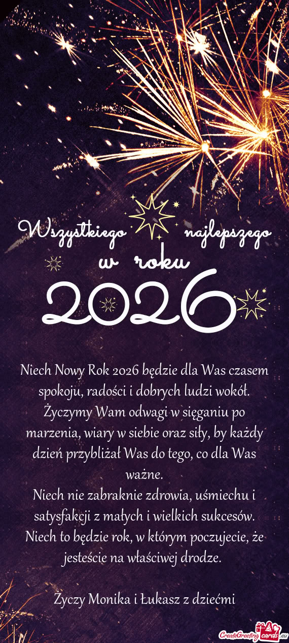 Niech Nowy Rok 2026 będzie dla Was czasem spokoju, radości i dobrych ludzi wokół