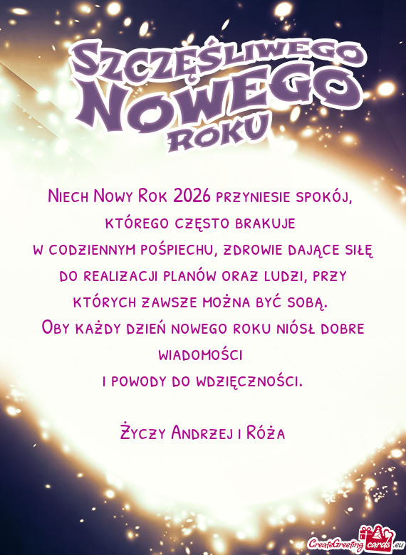 Niech Nowy Rok 2026 przyniesie spokój