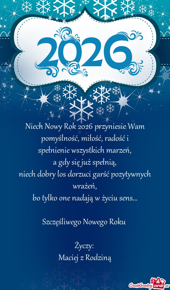 Niech Nowy Rok 2026 przyniesie Wam