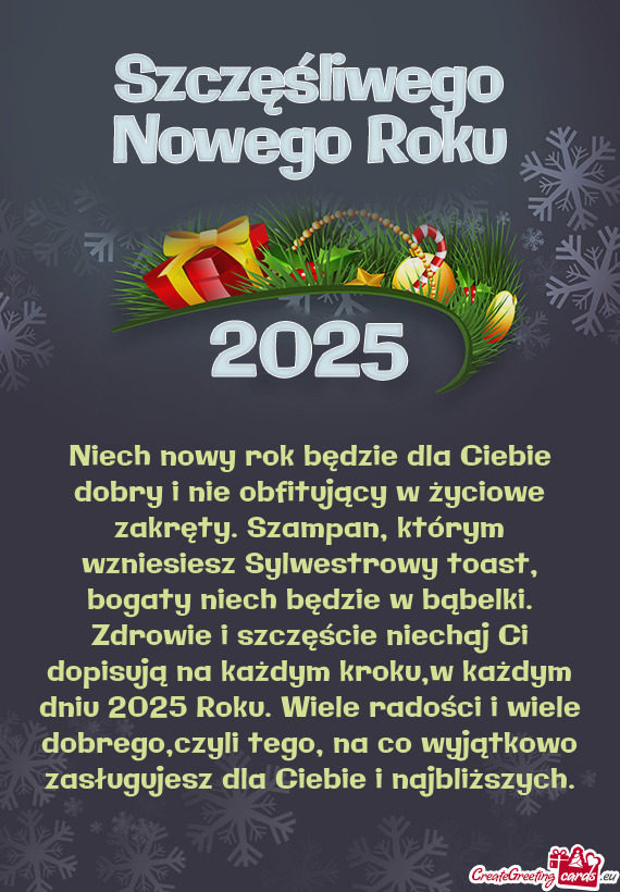 Niech nowy rok będzie dla Ciebie dobry i nie obfitujący w życiowe zakręty. Szampan, którym wzni