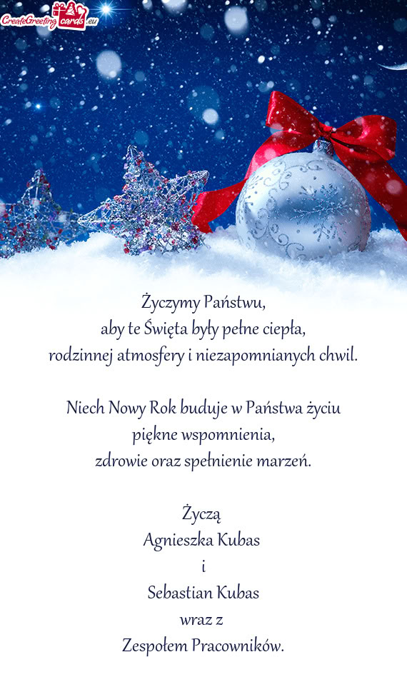 Niech Nowy Rok buduje w Państwa życiu