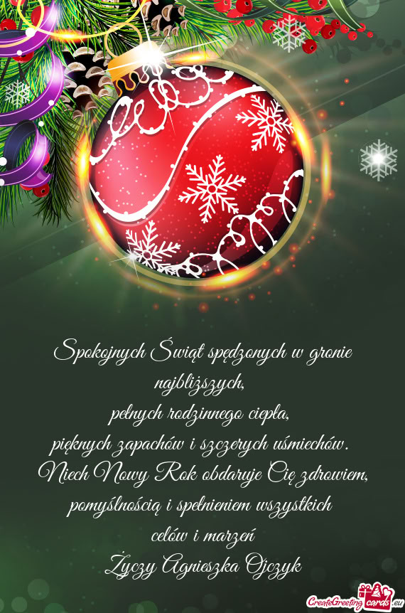 Niech Nowy Rok obdaruje Cię zdrowiem, pomyślnością i spełnieniem wszystkich