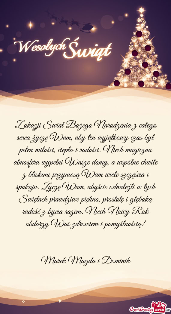 Niech Nowy Rok obdarzy Was zdrowiem i pomyślnością!  Marek Magda i Dominik